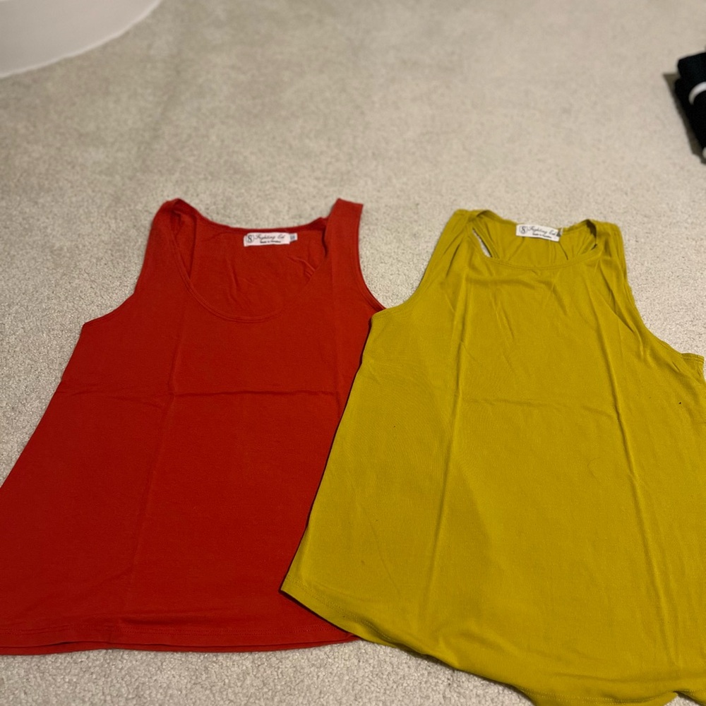 Fighting Eel Orange Reddish Tank and Gold Yellowish Tops 2 for $35!